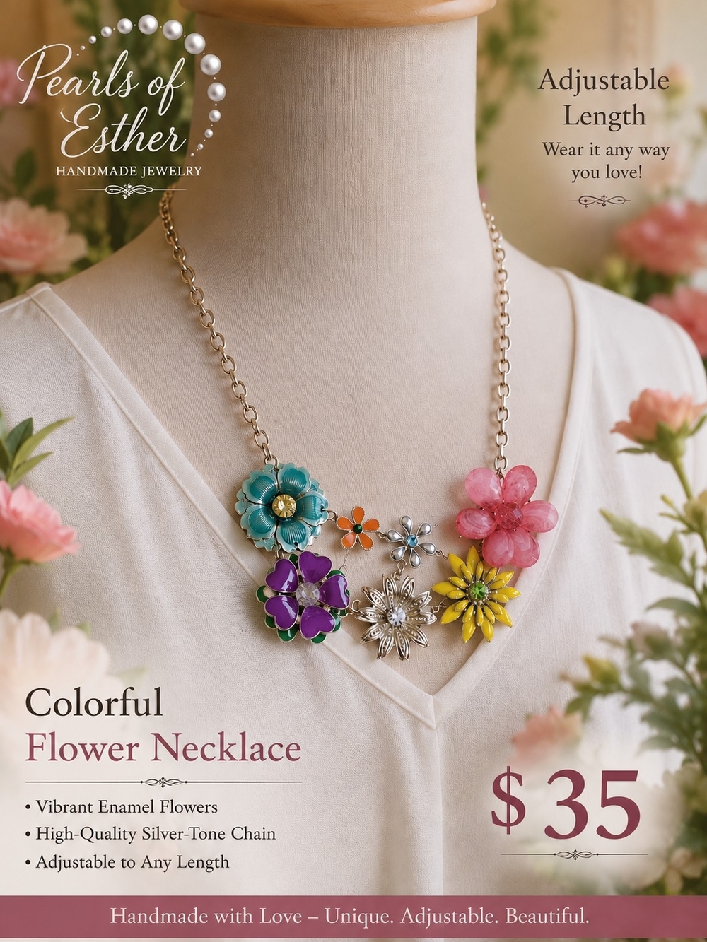 Colorful Flower Necklace - Multicolor